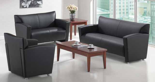Standard Features: Cushioned Bonded Leather Surfaces Heavy-duty Pocket Spring Coil Construction, Webbed Seat & Back, Chrome Feet.