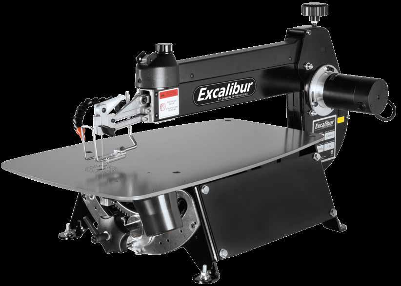 EX-16 Direct dust extraction hook-up Head tilts- not the table 16 inch Scroll Saw Upper and lower blade guards Easy