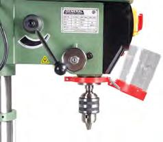 Crank-operated rack and pinion table height adjustment. Optional accessories 22 piece drill set 1/16" to 3/8" (#70-020). 9" auger drill bit set (#70-105).