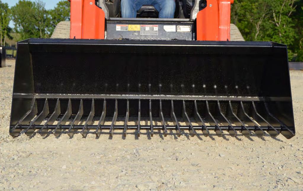 Allows dry manure to sift through ½" thick steel tines ¼" thick back 3" tine