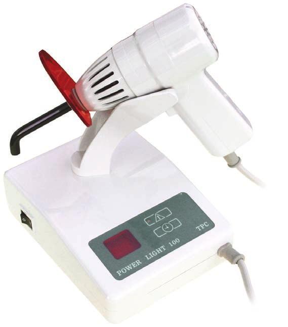 Power Light 100 Halogen Curing Light Specifications Output light intensity: 500-600 mw/cm 2 Output wavelength range: 400-500 nm Preset curing times from 10 to 60 seconds or continuous cure LCD