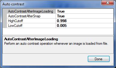 5. Auto Contrast Icon Use the Auto contrast icon ( and Ctrol+ ) to adjust the upper and lower image contrast and to specify when and how the auto contrast operation is applied (Figure 97). Figure 97.