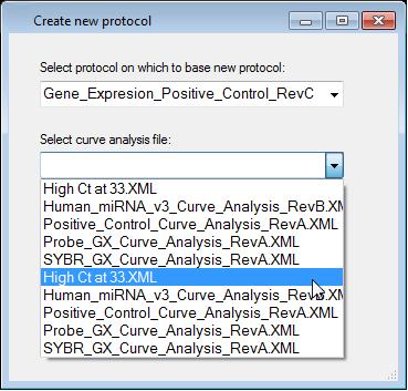 e. From the Advanced drop-down menu, select Create user protocol In the window that opens (Figure 17), choose the protocol that