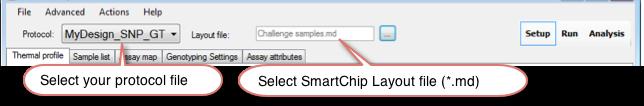 D. Setup Mode Instructions for SNP Genotyping The precise instructions for setting up a SmartChip Cycler run depend on what type of SmartChip nanowell chip you are using.
