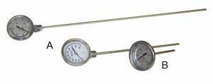 Thermometers P659A001 B) 2 1/2 top mount 2 lbs. $74.25 P659A004 A) 12 side mount 2 lbs. $99.