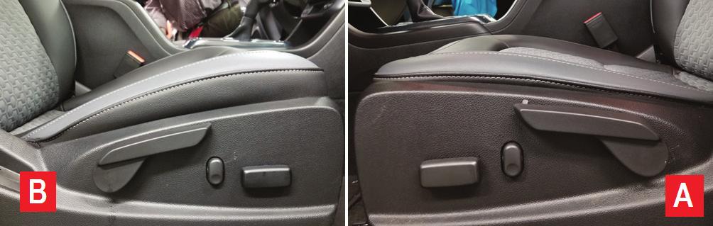 If the driver s seat is compared to the front passenger s seat, several differences in appearance may be observed.