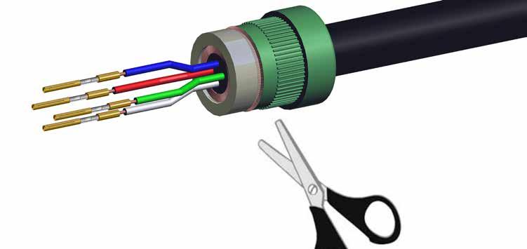 Remove dielectric insulation of single wires (L2 = 4 mm [.157"])!