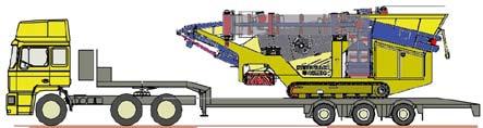 200 mm 9 ft x 4 ft 3,24 m² 36 ft² Drive hydraulic, 7,5 kw 10 hp D:13350 Conveyor belt under the screen box Length x belt width 3.