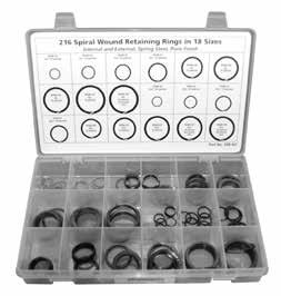 ASSORTMENT KITS AND TOOLS 242 RETAINER RING KITS Each kit has an assortment of retainer rings (Spiral and Eaton style) packed in a reusable plastic box.