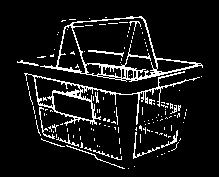 handle which folds down when not in use. Shopping basket is 18-3/4 long x 13-1/4 wide x 12-1/4 high.