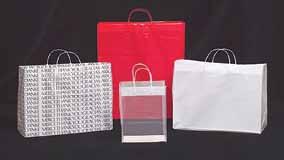 Plastic Loop SHoppers 3 sizes, choice of colors. 2.5 mil thick heavy duty matching loop handles. Cardboard top & bottom. 300 per box.