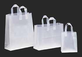Plastic Shopping Bags Great selection of frosted colors. In stock for immediate shipment. Printing available, call for pricing. All Shopping bags have cardboard bottoms. 3 mil heavy tri-fold.