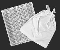 Die Cut Merchandise Bags Die cut bags are available in frosty clear or white. White 2 mil at top, 1 mil at bottom PB9 9 wide x 12 high $52.50 per 1000 $45.