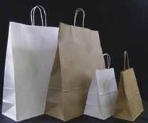 Paper Shopping Bags Tan or matte white kraft color. 3 sizes. Gloss-Laminated Eurototes CUB 8 wide x 10 high, 4 side gussets TSB10 Tan TSB10W White $28.50 per 100 $31.50 per 100 $25.