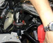 As the secondary intake is butted up to the primary intake, the intake bracket is also lined up to the vibramount stud.