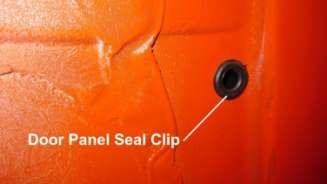The door panel rubber seal installed as shown.