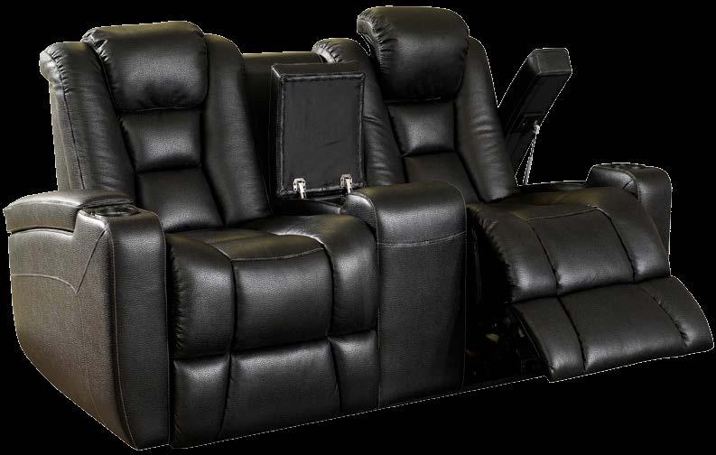 Refrigerated and lighted cupholders add to the home cinema