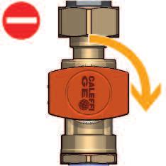The measuring device is not affected by changes in temperature, pressure or viscosity. When the control knob is in the vertical position, the ball is open and the medium is flowing (A).