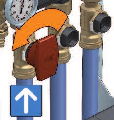using the special knob to control the shut-off valve on the return