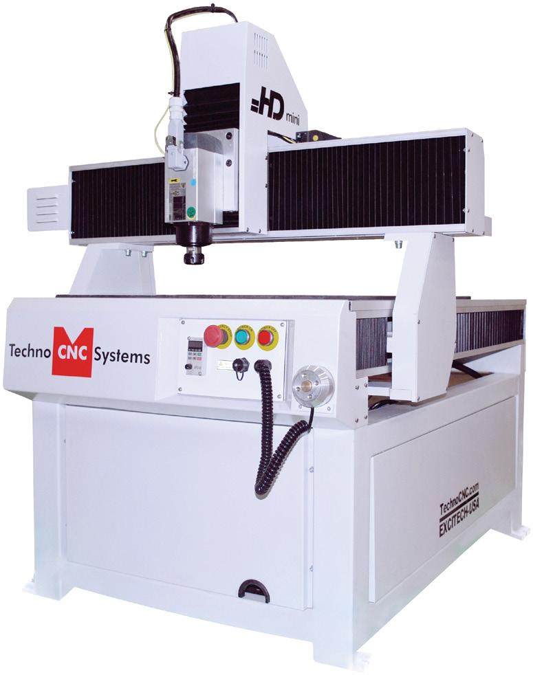 The controller can run industry standard G and M codes or DXF file formats. The moving gantry provides a stationary work surface and saves valuable floor space.