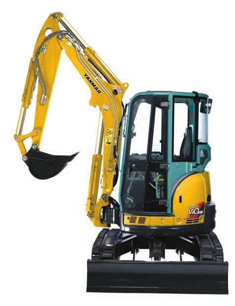 > Rear swing radius: 845 mm. > Overall width of the machine reduced to 1,740 mm. > Equipped in standard with a long arm: 1,650 mm.