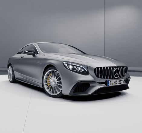38 S-Class Coupé AMG Night package from 874* AMG Sport exhaust system with two black chrome-plated twin tailpipe trim elements Exterior mirror housings in high-gloss black Front splitter in
