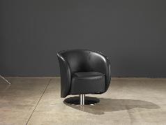 Armchair WELL with swivel round base 9WX101 cm 70x70x75h in leather cat. Super art. Dollaro col.