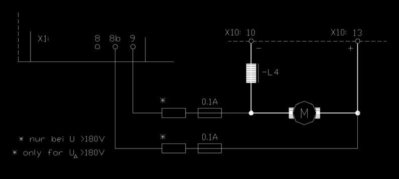 Electrical installation Actual value connection For 1 quadrant controls with small control ranges (up to 1:50) and little demands on accuracy and dynamic the armature voltage can be used as actual