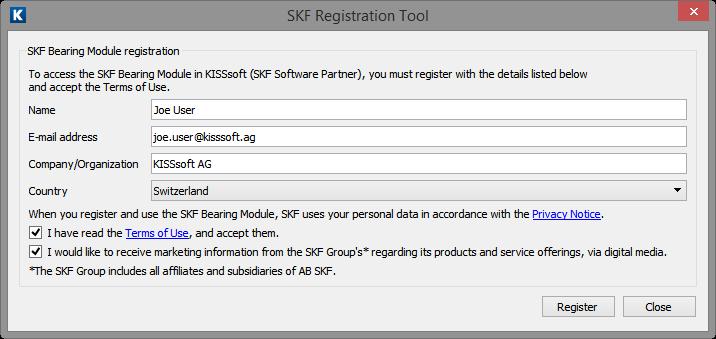 2 Registration To calculate the rating life of rolling bearings with the SKF Bearing Module, run the "Rolling bearing ISO 281, ISO 76" calculation module in KISSsoft.