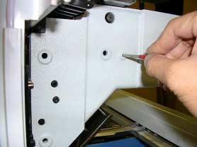 Adjustment of take-up lever timing 1. Loosen screw on take up lever barrel cam. 3-2-9 4.