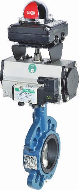 BUTTERFLY VALVE WITH ROTARY ACTUATOR Ideal for clean fluids and line size above 0 NB Tight shut off available Longer seat life with the end stroke adjustment of the actuator Suitable for control duty