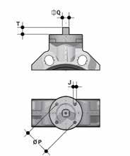 Actuator mounting flange The valve can be equipped with standard pneumatic or electric actuators and gearbox for heavy-duty operations, using a flange in PP-GR reproducing the drilling pattern