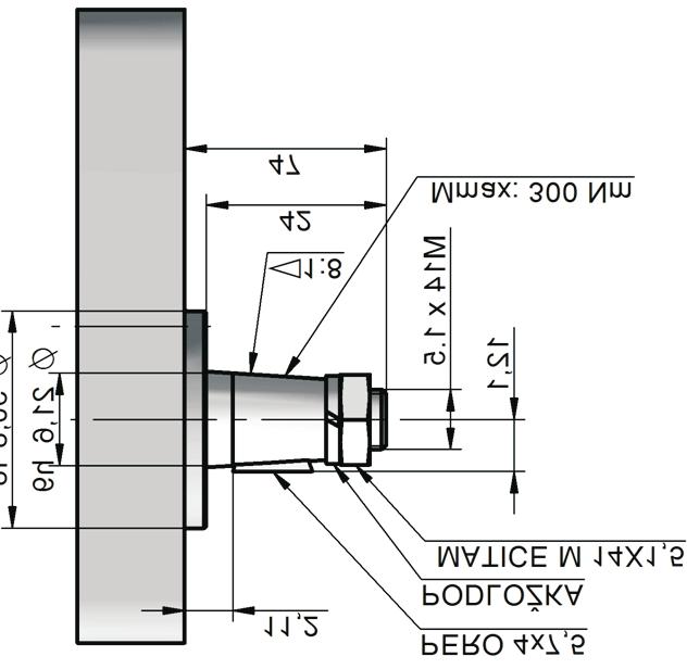 Shaft design in millimeters (inches) driving device must not