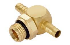Spigots for PU compressed-air tubes 164 Brass, aluminum back anodized T-screw-in spigot, pivoting - Tube connection removable - Chambered O-ring - Sealing NBR (Perbunan) - Material brass -