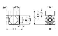 Functional screw joints Pilot operated check valve 215 Single swivel joint with manual override - Allowable medium: air - Fitting with manual override - Temperature range suitable for pilot operated