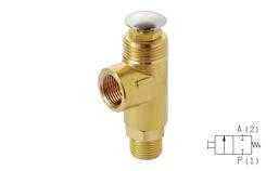 pressure drop between inlet and exhaust Hand valve 3/2 ways - With sliding sleeve - Chambered O-ring - Sealing NBR (Perbunan) - Material brass, Al black anodized - Type: Gate valve - Allowable