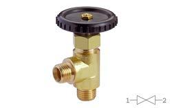 Check valves, shut-off valves, silencer Brass 257 Shut-off valve external - Sealing NBR (Perbunan) - Material brass - Material handwheel see table - Type: Poppet valve, metal-to-metal seal -