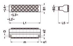 Design for tube L1 L2 L3 L4 L5 D m e1 e2 B1 B2 NW g/piece VT1900-0802 8-fold OD4 89 13 9 9 32 5,5 78 5,5 5 20 10 2,5 325 VT1900-0804 8-fold OD6 112 13 12,3 12,3 37 5,5 101 5,5 5 25