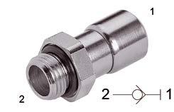 Plug connectors with release sleeve and 1 seal 84 Brass nickel-plated, sealings NBR (Perbunan) Screw-in connector with R-thread - R thread, conical - Sealing NBR - Tapered thread - Material brass