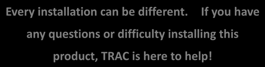 TRAC is here to help! First READ THIS MANUAL.