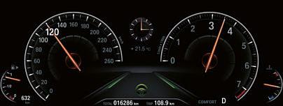 the index finger to adjust volume. The full-colour BMW Head-up Display projects all information relevant to the journey directly into the driver's field of vision.