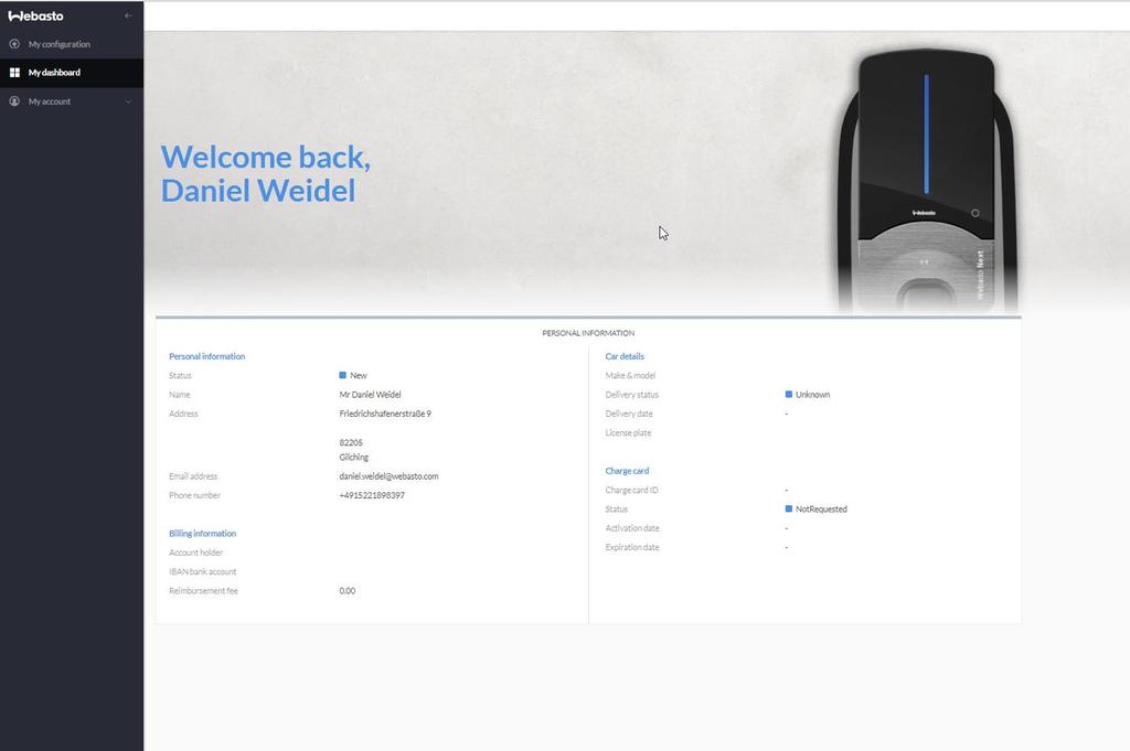 Webasto offers an EV Driver portal as well