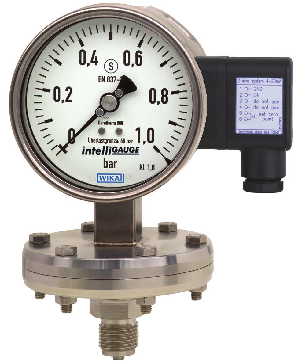 Mechatronic pressure measurement Diaphragm pressure gauge with electrical output signal Stainless steel, safety version High overload safety up to 400 bar Models PGT43HP.100 and PGT43HP.