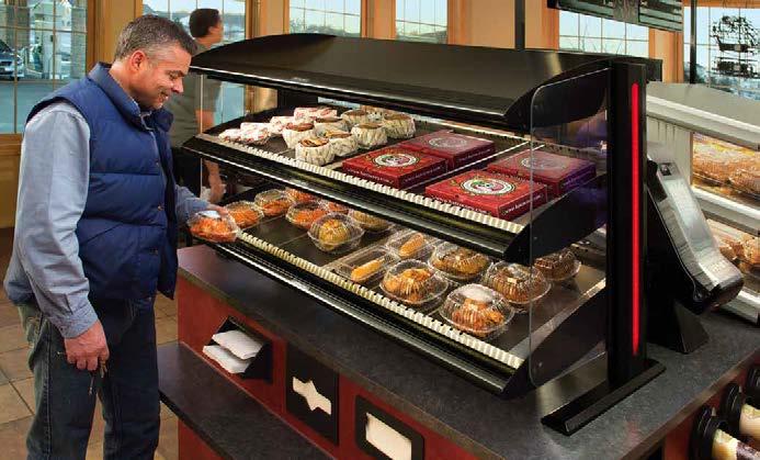 Heated Merchandisers HZMS-48D in standard Designer Black with optional LED accent lighting in support posts OPTIONS (available at time of purchase only) Designer Colors Non-standard colors are