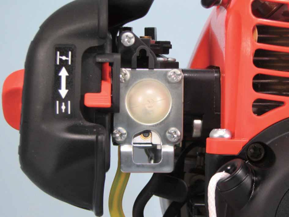 8 2-3 Adjusting carburettor SERVICE INFORMATION SRM-236ES (D) (A) (B) (C) (E) Remove shield and cut trimmer head line lengths to 18