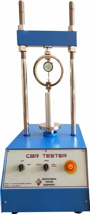 SOIL EQUIPMENT CBR Test Machine with Load Ring EN 13286-47; BS 1377:4; ASTM D1883; AASHTO T193; NF P94-078; UNI CNR 10009 The CBR Test Machine with Load Ring is designed for performing laboratory