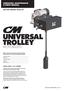 UNIVERSAL TROLLEY MOTORIZED OPERATING, MAINTENANCE & PARTS MANUAL MOTOR-DRIVEN TROLLEY RATED LOADS 1 TO 3 TONNES