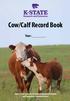 Cow/Calf Record Book. Year: Kansas State University Agricultural Experiment Station and Cooperative Extension Service