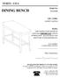 DINING BENCH DOREL ASIA. Model No: DA6266B UPC CODE: NOTE: Lot number: (TAKEN FROM CARTON) Date of purchase: / /