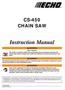 CS-450 CHAIN SAW. Instruction Manual